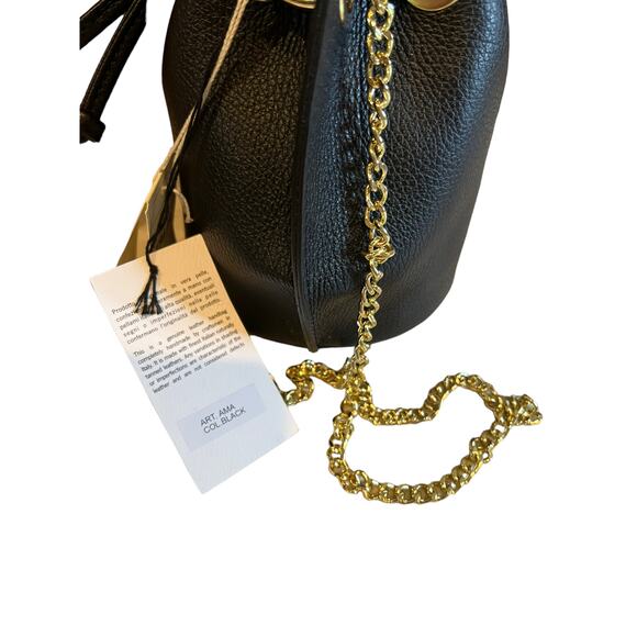 Davina Firenze Italian Leather Bucket Bag Gold Chain Detail - Picture 3 of 9